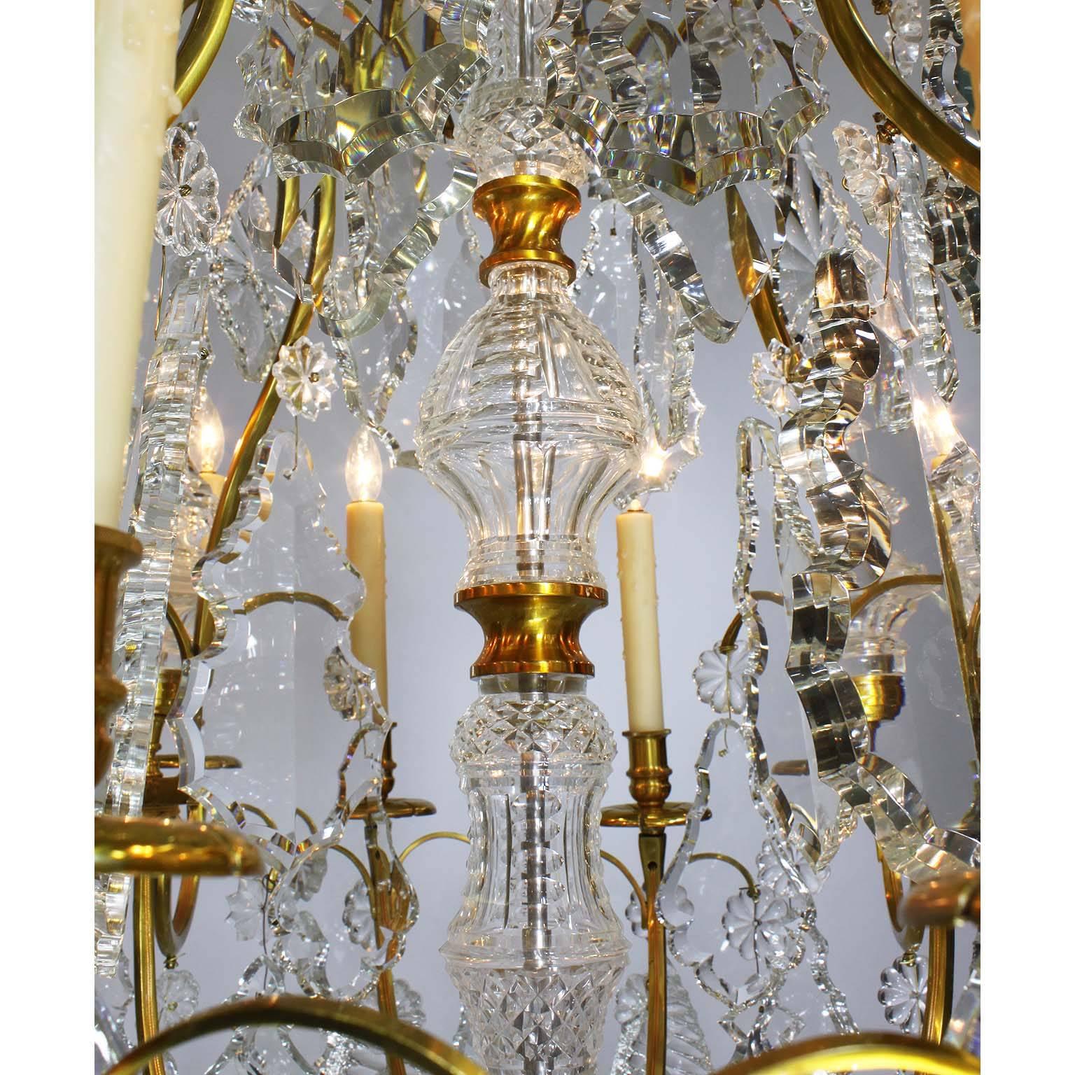 Pair of Louis XV Style 16-Light Chandeliers, Manner of Baccarat For Sale 3