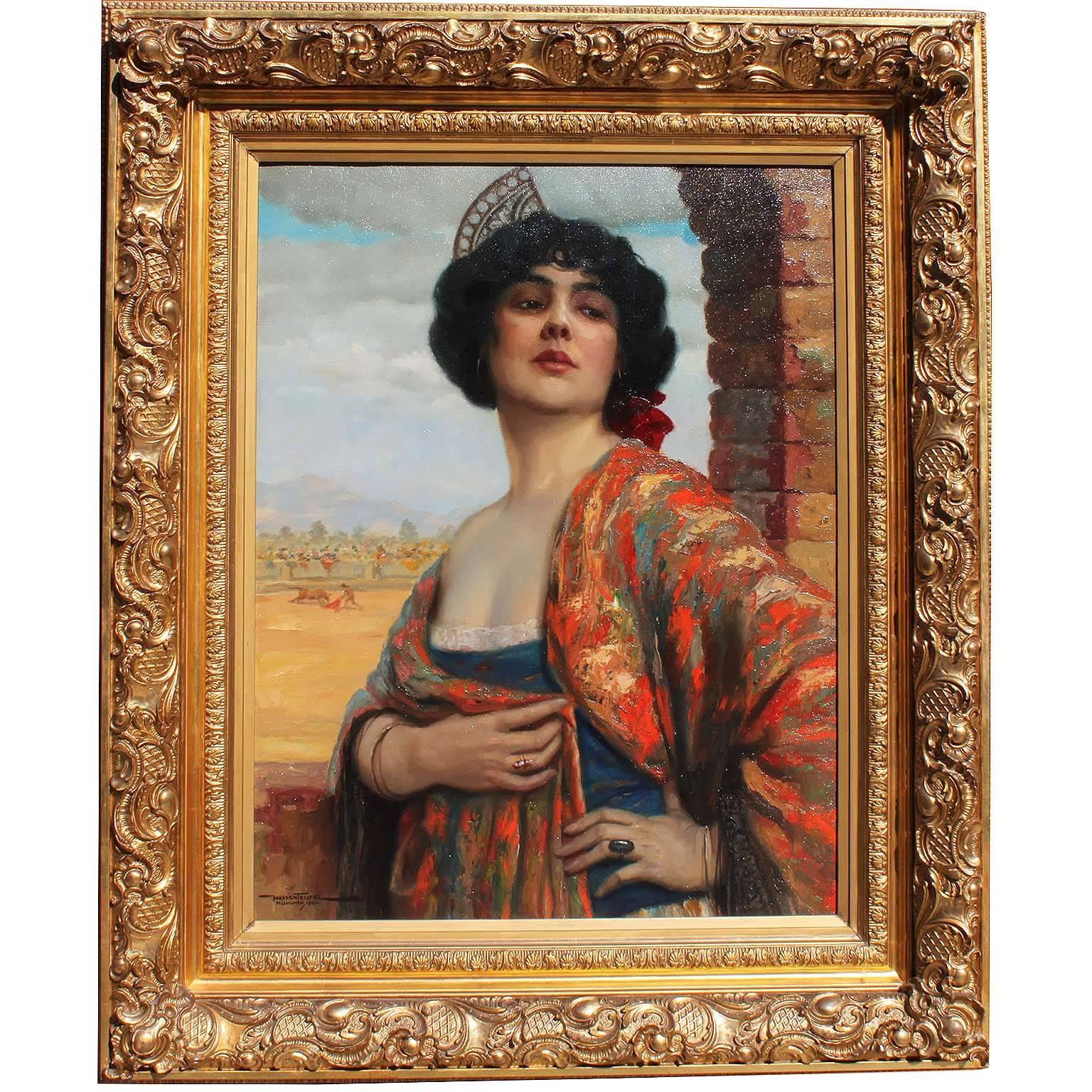 Hans Hassenteufel 'German, 1887-1922' a Fine Oil on Canvas Titled "Spanish Maja"