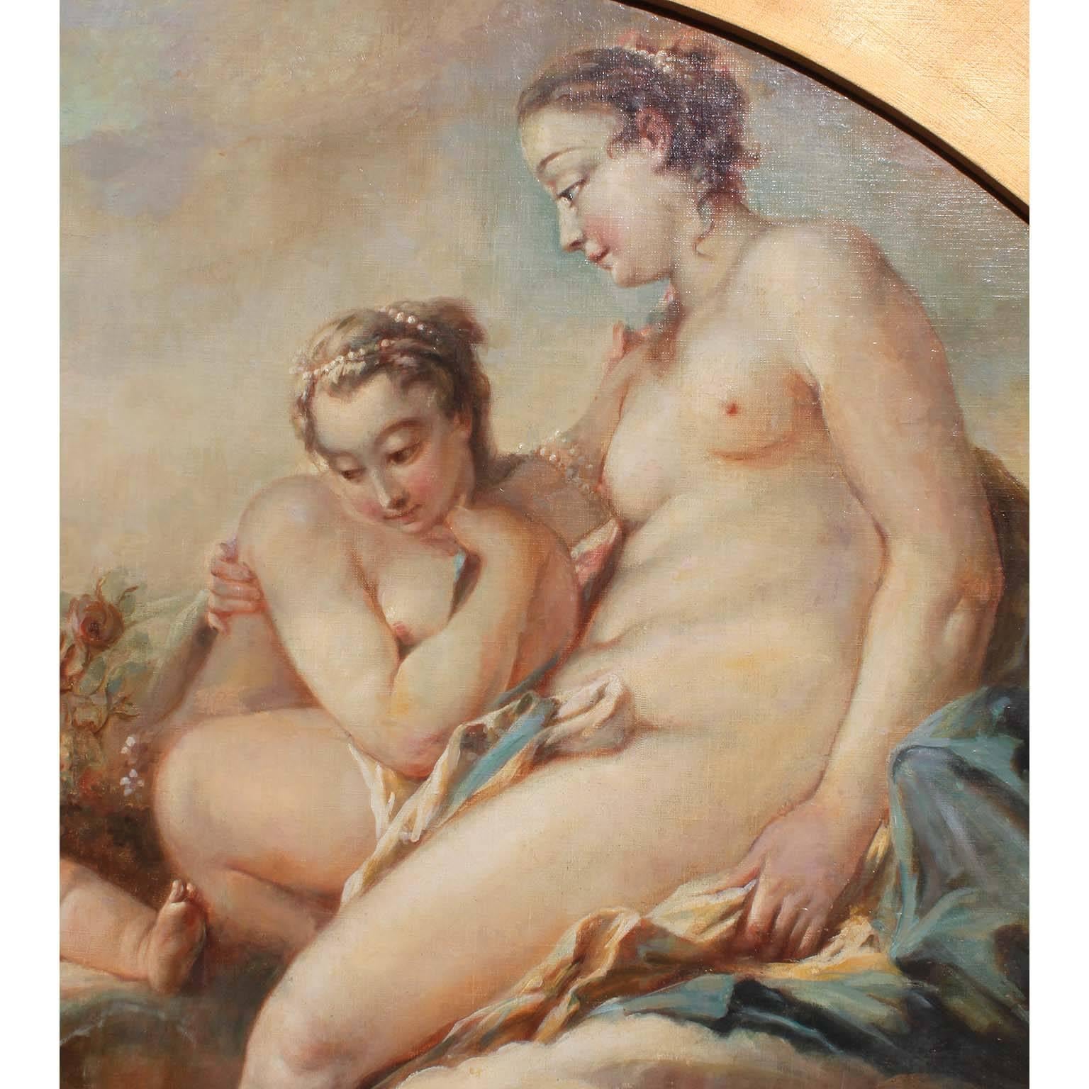 Doré Huile sur toile française du XIXe siècle « Vénus Disarming Cupidon » d'après Franois Boucher en vente
