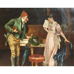 Italian 19th Century Oil on Canvas "The Music Professor" Carlo Sassi