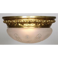 French 20th Century Gilt Bronze and Cut-blown-glass Plafonnier 'Ceiling Light'