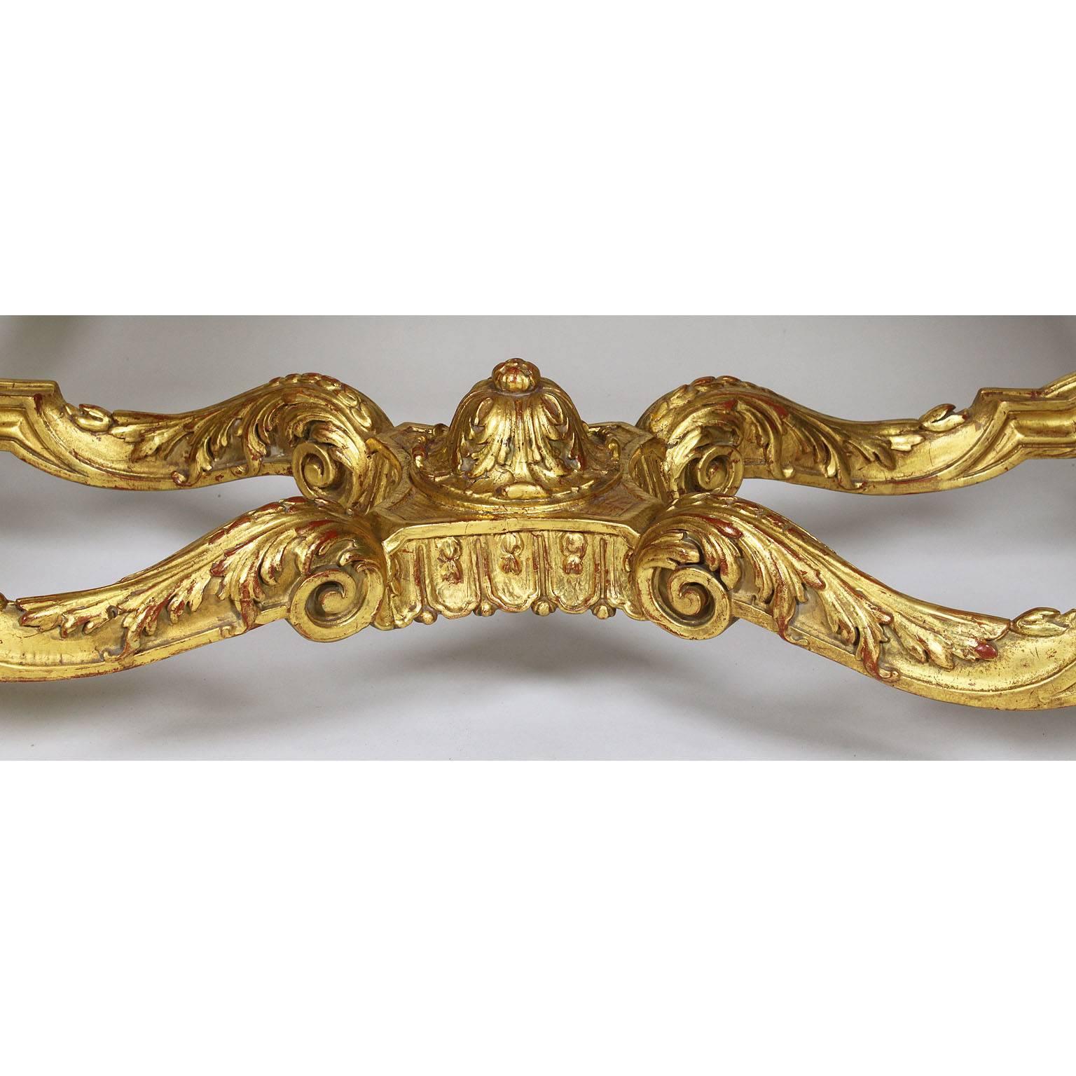 French Belle Époque 19th-20th Century Giltwood Carved Rococo Center Hall Table In Good Condition For Sale In Los Angeles, CA