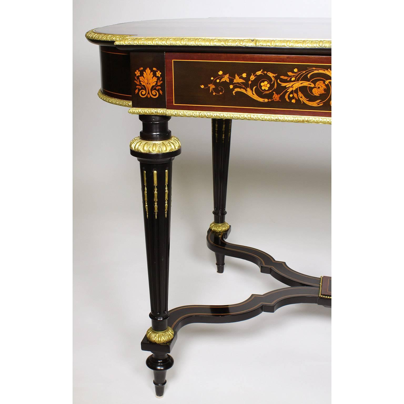 French 19th Century Louis XVI Style Gilt Bronze-Mounted Center, Writing Table For Sale 2