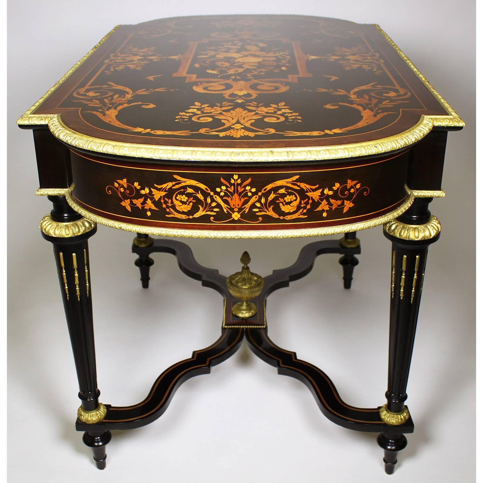 French 19th Century Louis XVI Style Gilt Bronze-Mounted Center, Writing Table For Sale 3