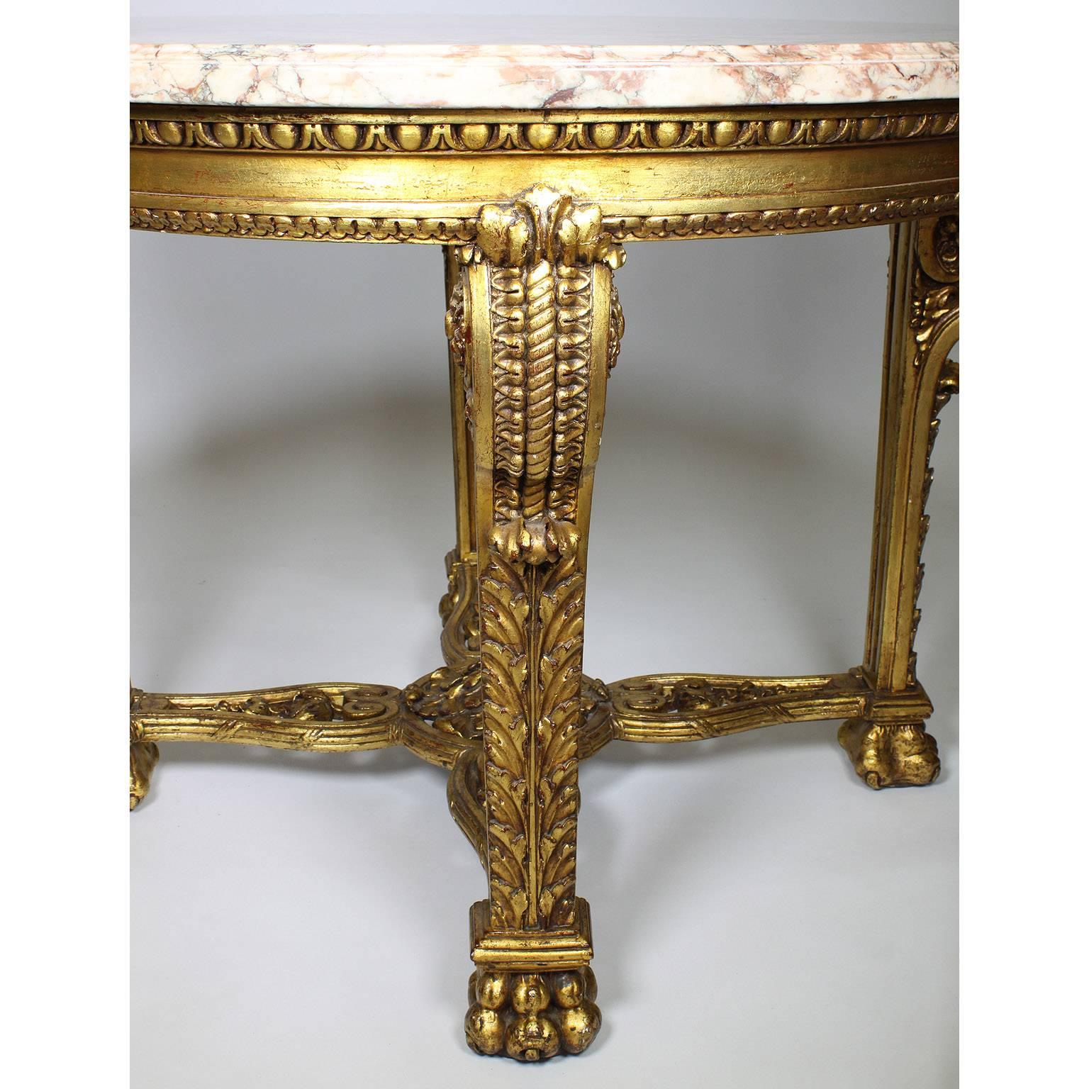 French Baroque 19th-20th Century Louis XV/xvi Transitional Style Giltwood Carved In Good Condition For Sale In Los Angeles, CA
