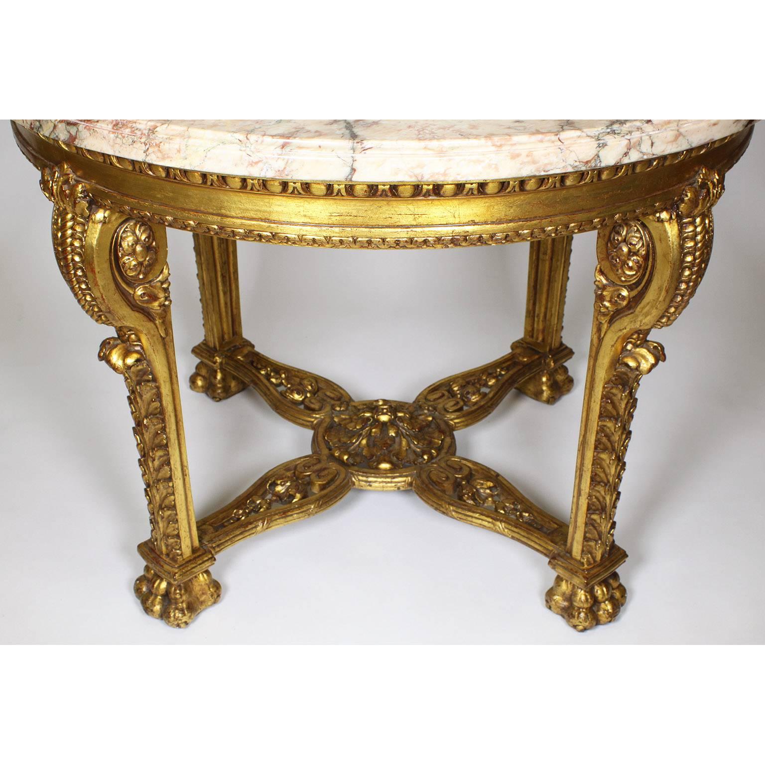 Hand-Carved French Baroque 19th-20th Century Louis XV/xvi Transitional Style Giltwood Carved For Sale