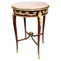 French 19th-20th Century Mahogany & Mounted Gueridon Table, Attr. François Linke