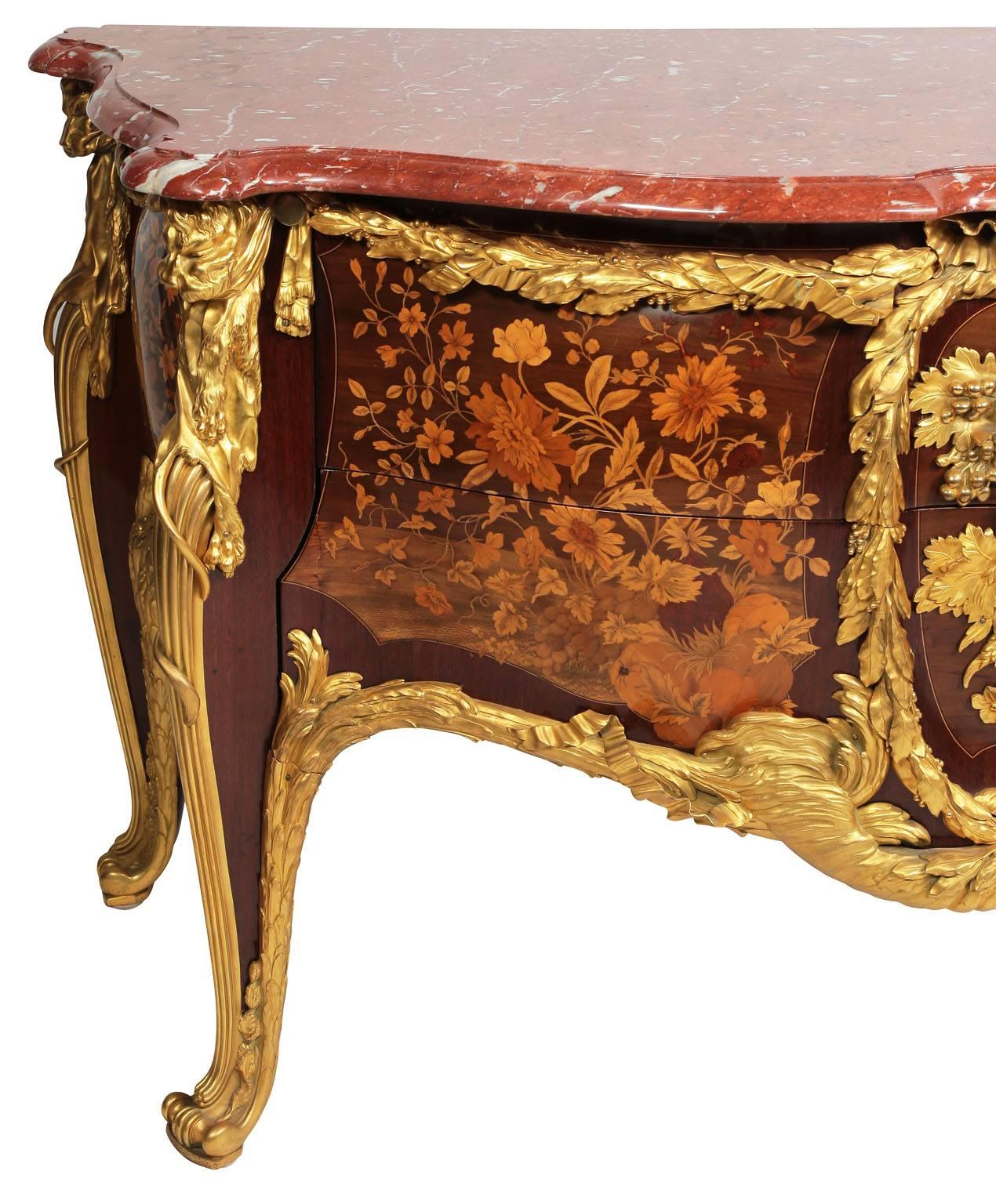 Kommode im Stil Louis XV mit Ormolu-Montierung und Intarsien - François Linke Leon Messagé (Französisch) im Angebot