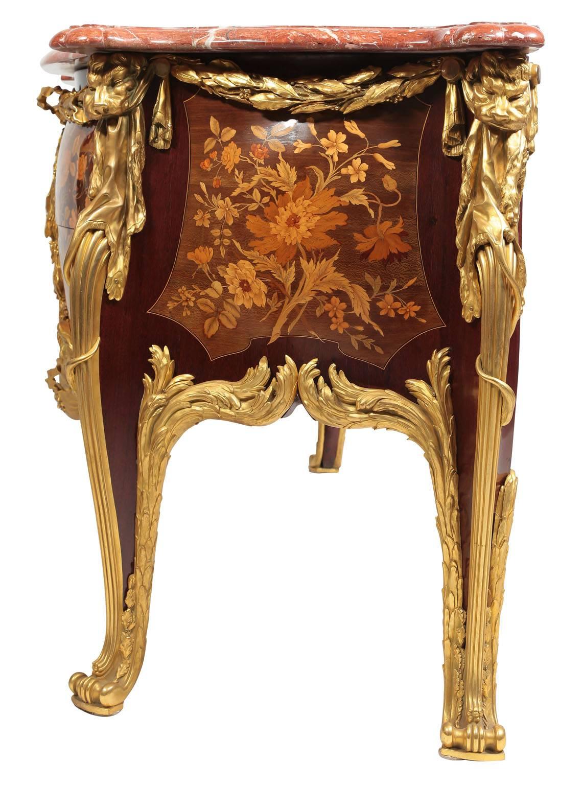 Louis XV Style Ormolu-Mounted & Marquetry Commode - François Linke Leon Messagé In Good Condition For Sale In Los Angeles, CA