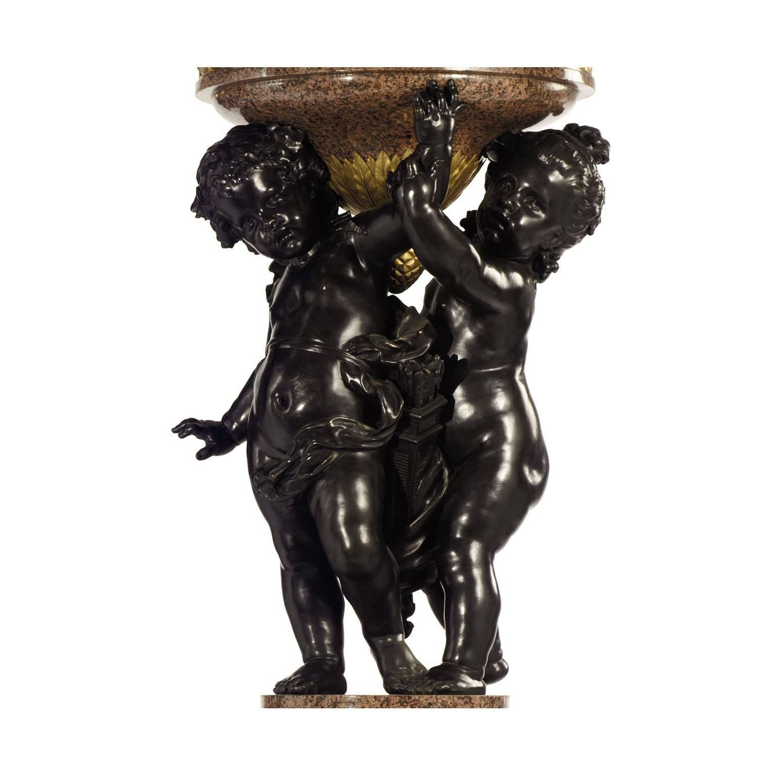 Monumental Pair of French 19th-20th Century Putto Flambeaux Urns Torcheres In Good Condition For Sale In Los Angeles, CA