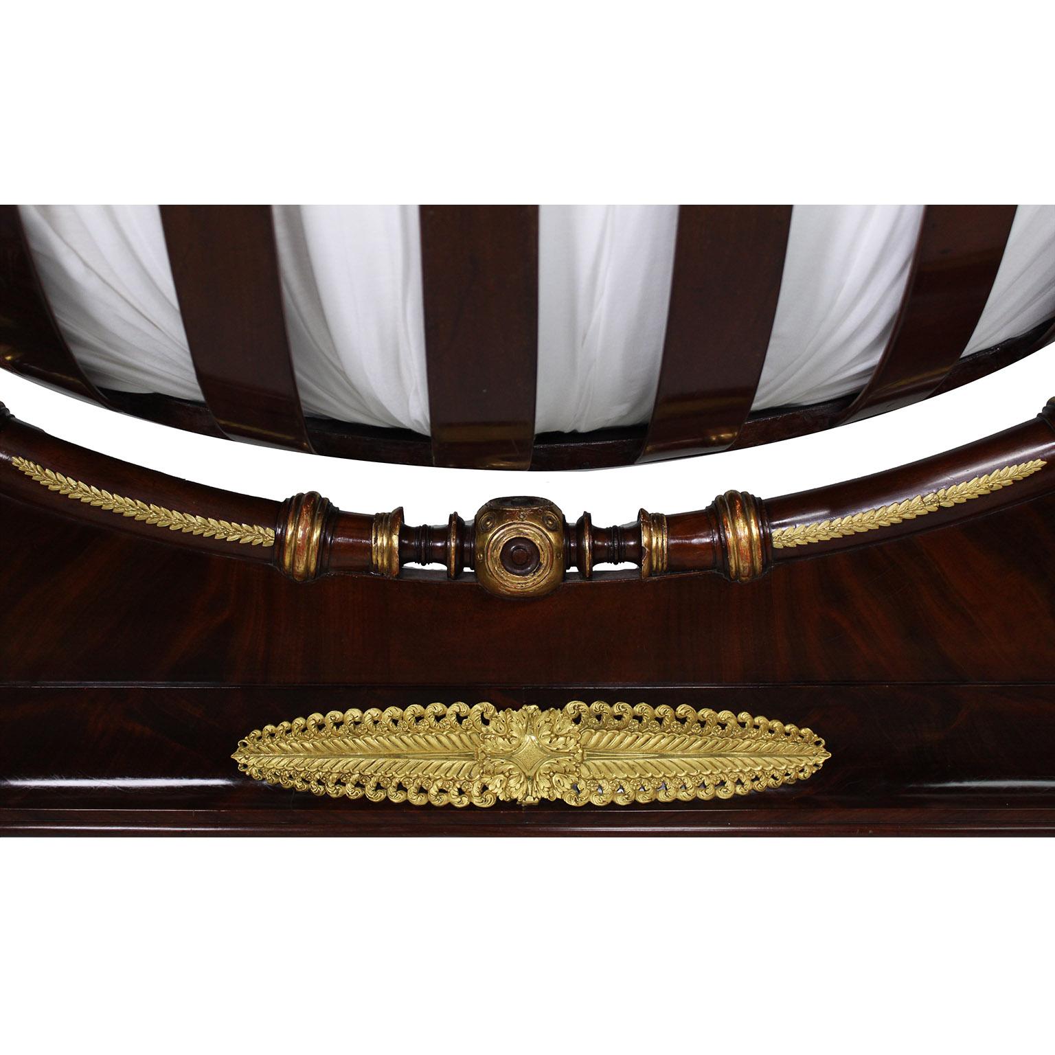 A Fine French 19th Century Empire Style Mahogany and Ormolu Mounted Crib Cradle For Sale 9
