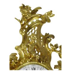 Fine French 19th Century Louis XV Style Gilt Bronze Cartel Clock Lerolle Freres