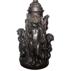 Palatial French 19th-20th Century Allegorical Figural Cast Iron Group Torchere