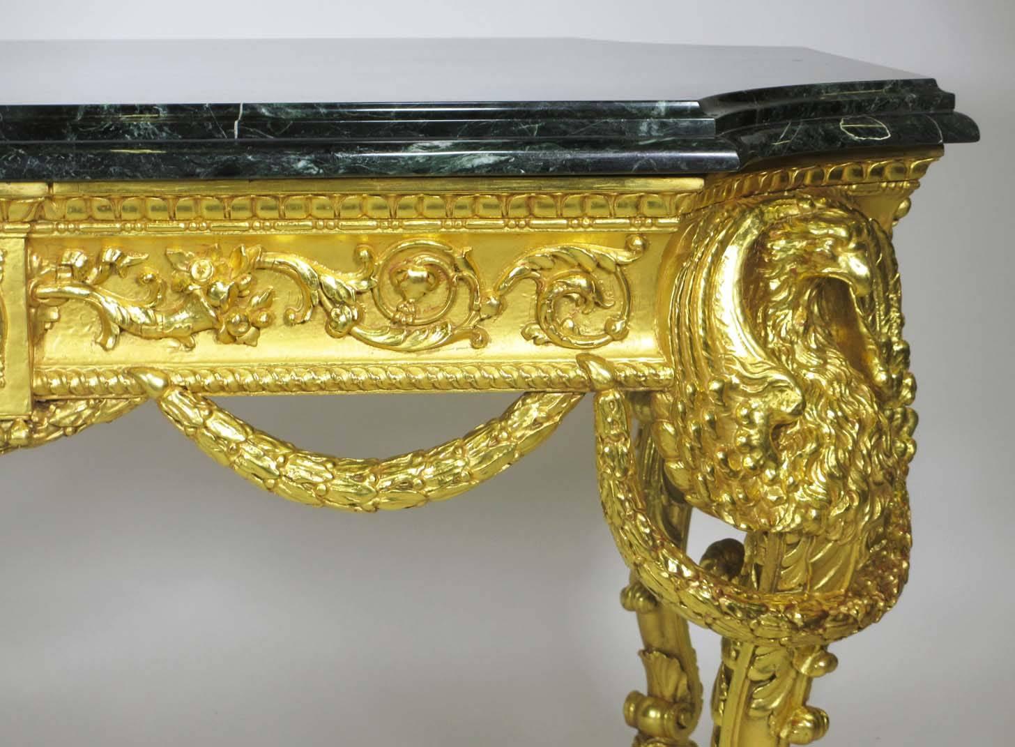 Late 19th Century Palatial French 19th Century Empire Style Giltwood Carved Eagles Center Table For Sale