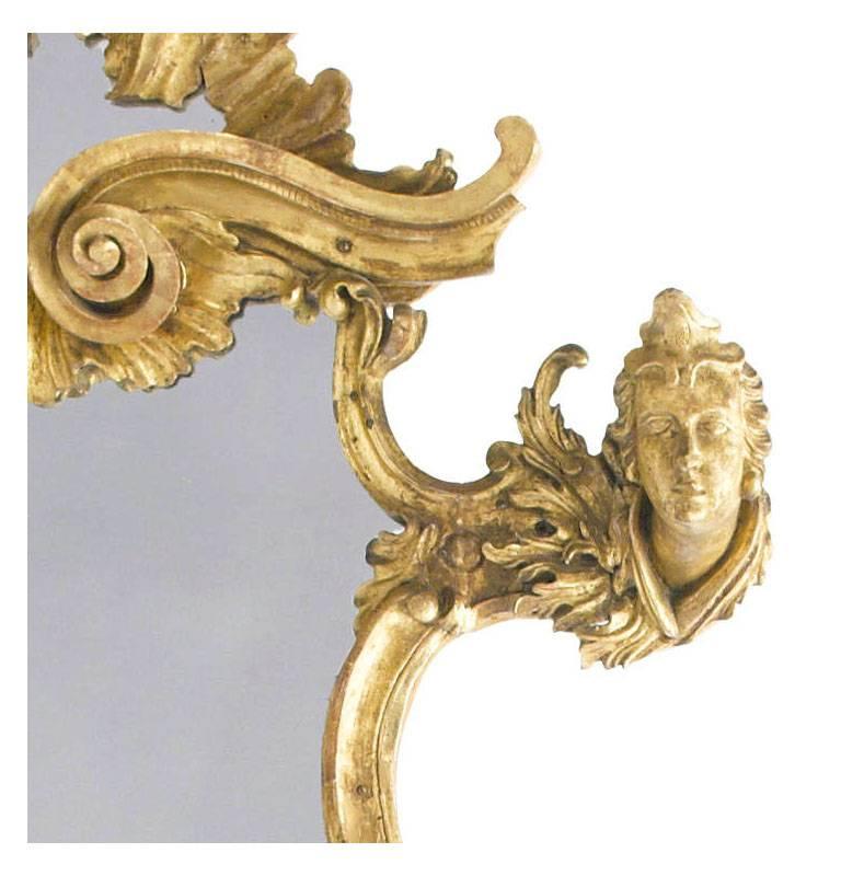 Palatial Italian 19th Century Rococo Carved Giltwood Figural Mirror, circa 1850 In Good Condition For Sale In Los Angeles, CA