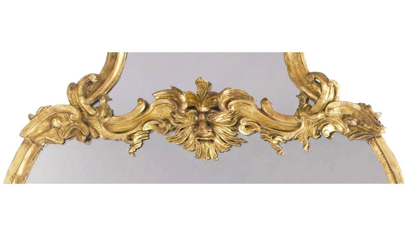 Palatial Italian 19th Century Rococo Carved Giltwood Figural Mirror, circa 1850 For Sale 1