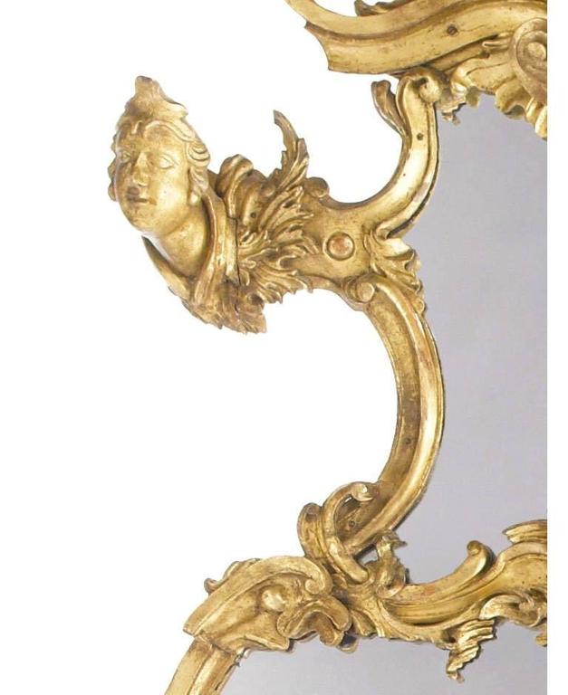 Palatial Italian 19th Century Rococo Carved Giltwood Figural Mirror, circa 1850 For Sale 5