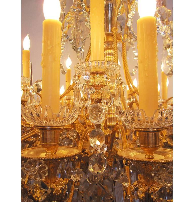 19th Century Large Louis XV Style Gilt-Bronze and Baccarat Chandelier from The Spelling Manor