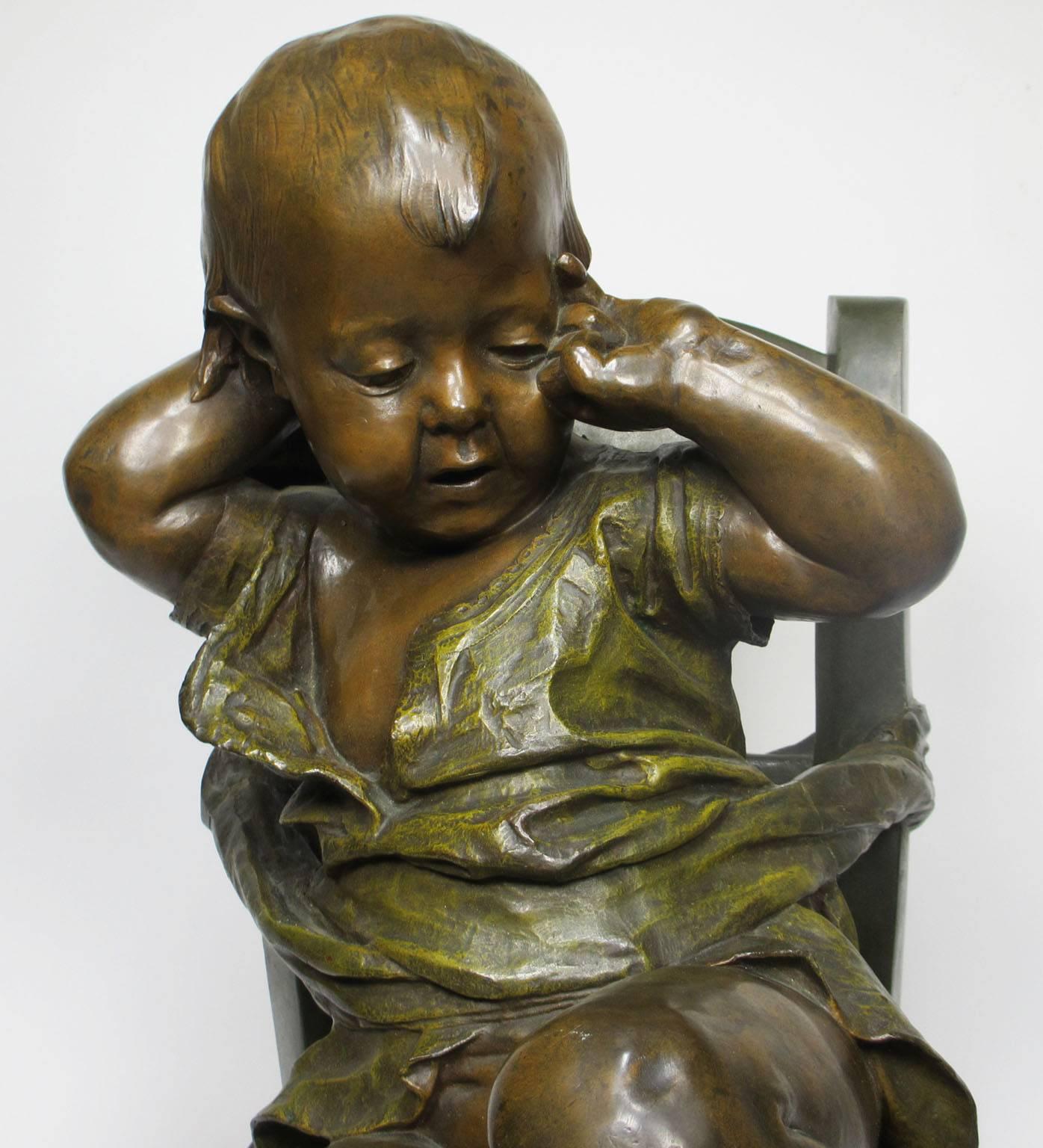 A very fine, large and charming French 19th century patinated bronze sculpture of 