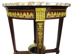 19th Century Louis XV Style Ormolu-Mounted "Pietra Dura" Gueridon Side Table