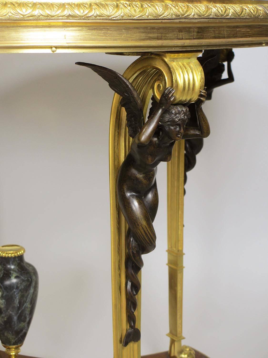 Empire Table centrale française du début du 20e siècle en bronze doré François Link en vente