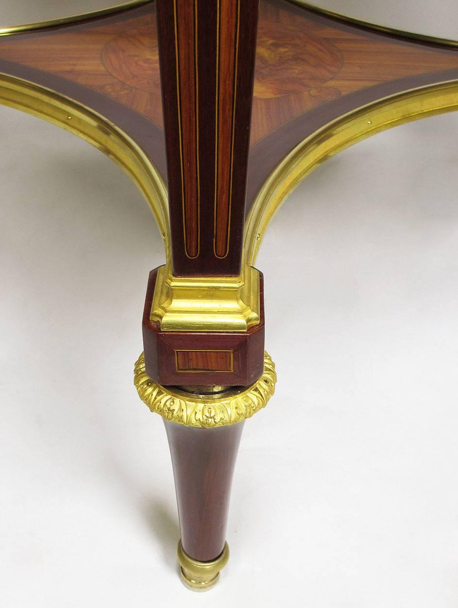 Gilt French 19 Centruy Louis XVI Style Ormolu-Mounted Marble-Top Gueridon Side Table