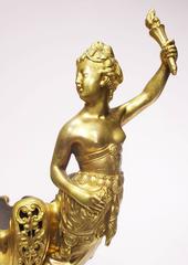 A Fine French Empire Style Gilt Bronze Trophy Cherub & Maiden "Love & Victory"