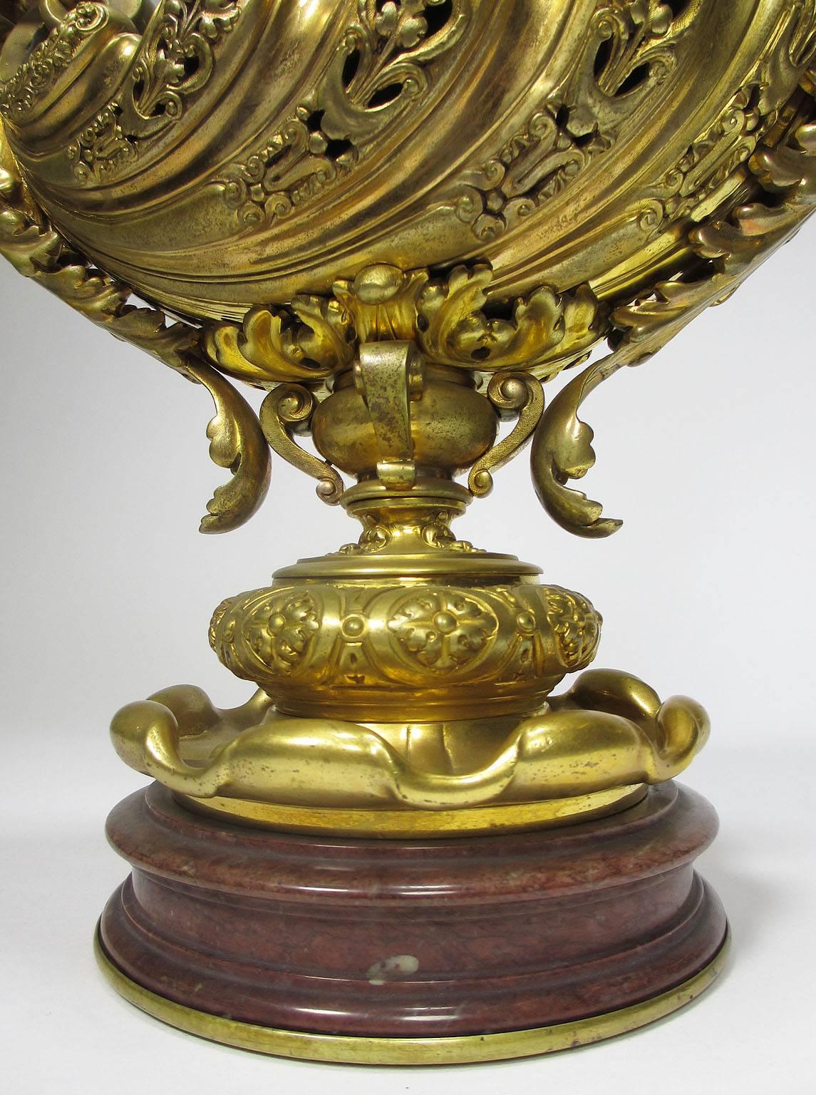 A Fine French Empire Style Gilt Bronze Trophy Cherub & Maiden 