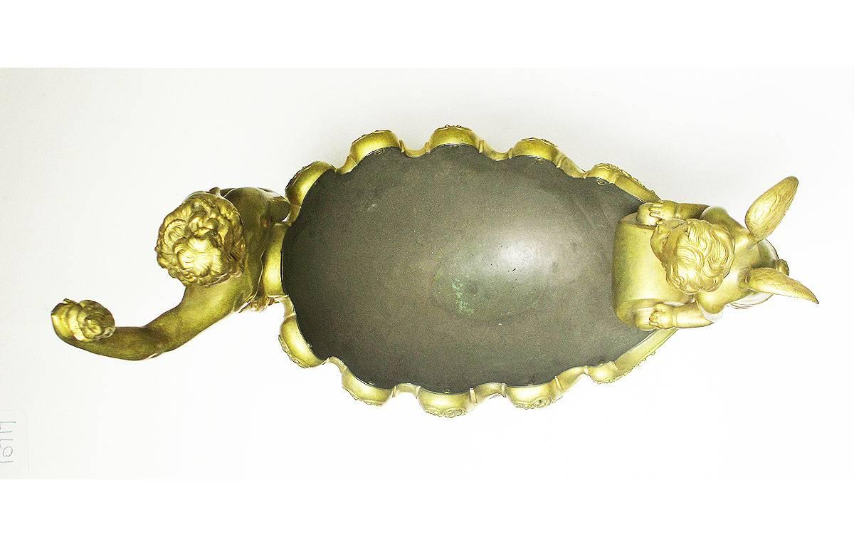 A Fine French Empire Style Gilt Bronze Trophy Cherub & Maiden 