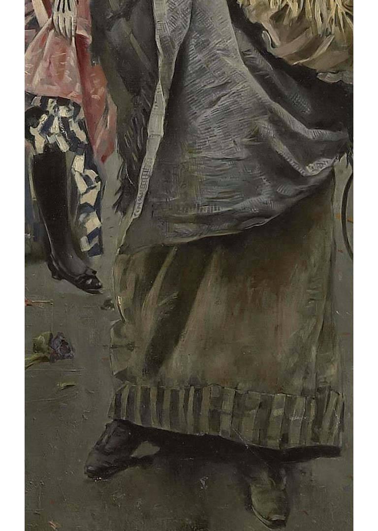 Franz Gailliard, Großes Ölgemälde auf Leinwand, La Place Sainte Gudule, Französisch im Angebot 1