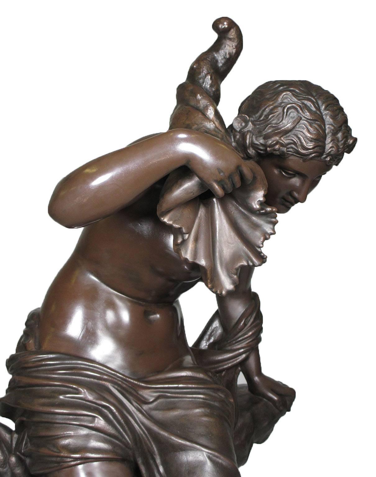 Large French 19th Century Cast-Iron Fountain Figure of a Seated Nude Maiden For Sale 2