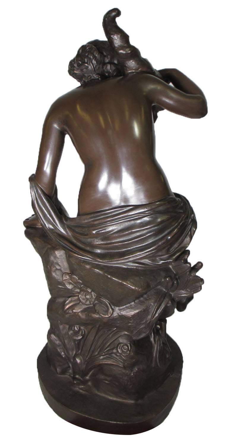 Large French 19th Century Cast-Iron Fountain Figure of a Seated Nude Maiden For Sale 3