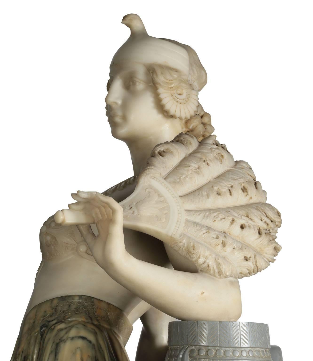 Gréco-romain Eliseo Fattorini Sculpture en marbre italien du 19ème A.I.C. d'une Princesse Assyrienne en vente