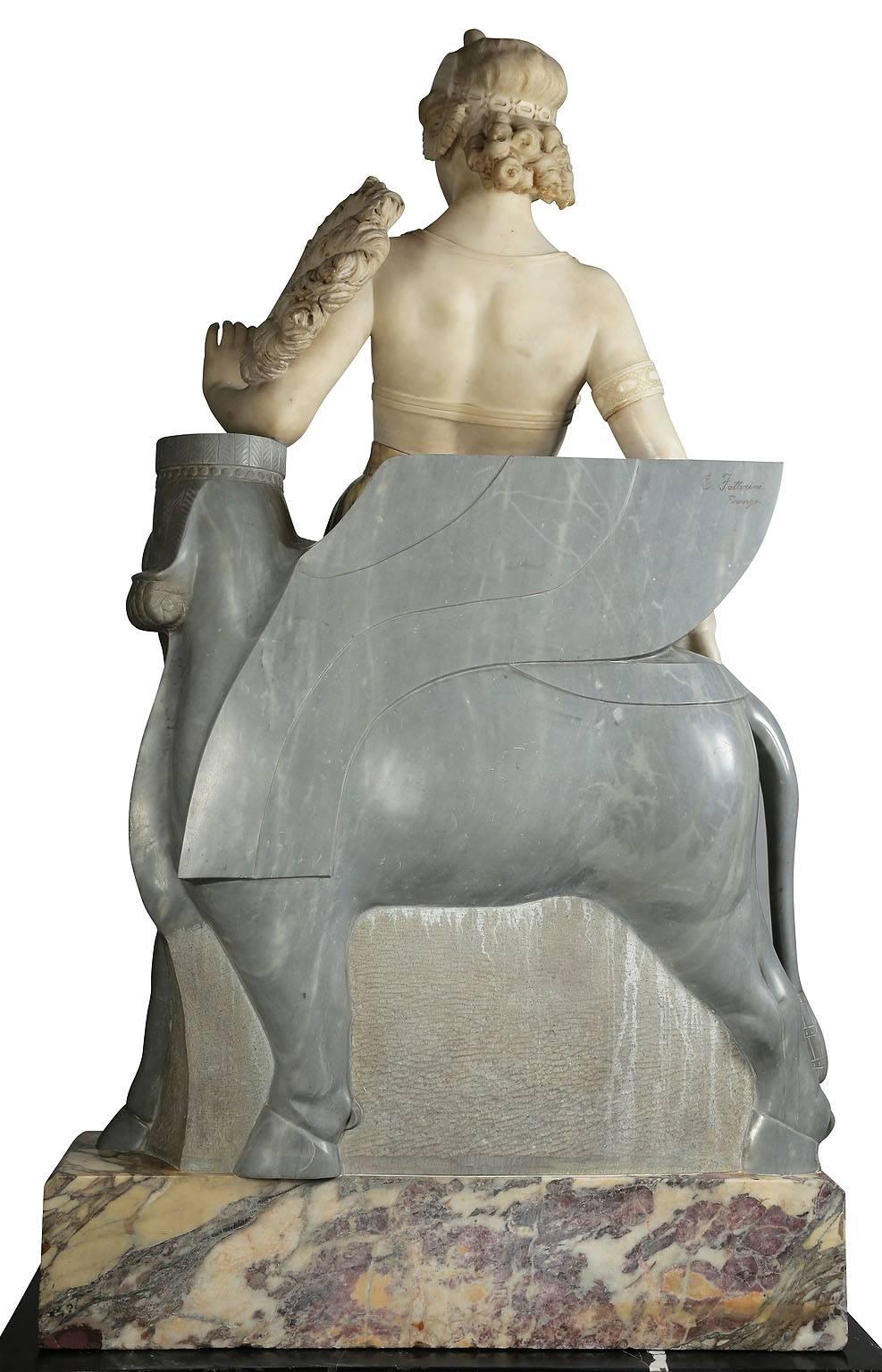 Eliseo Fattorini Sculpture en marbre italien du 19ème A.I.C. d'une Princesse Assyrienne en vente 1