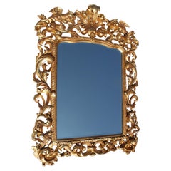 Palatial Italian Florentine Rococo Revival Style Gilt Wood Carved Dragon Mirror