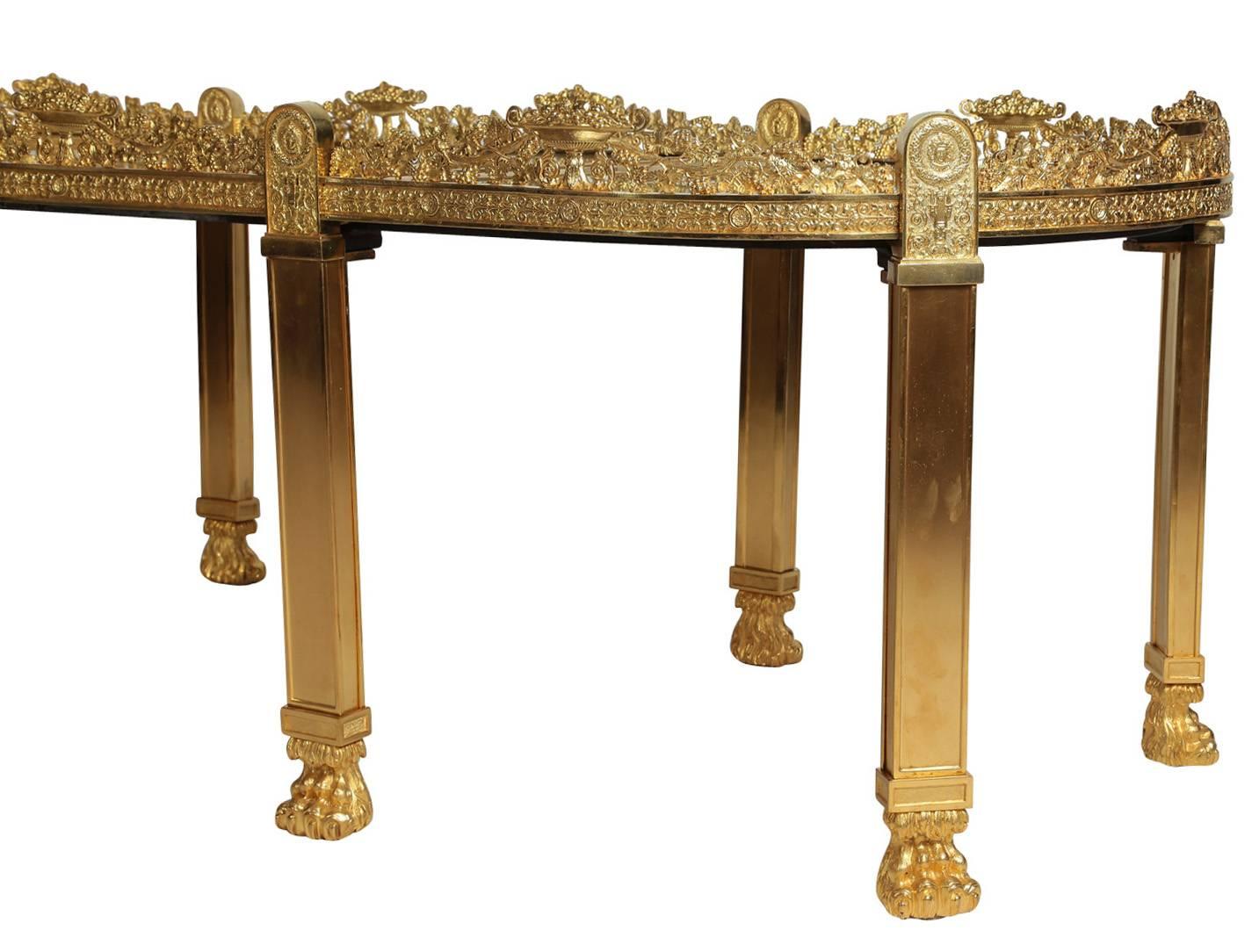 Large French Empire Style Napoleon III Gilt-Bronze Surtout-de-table Coffee Table In Good Condition For Sale In Los Angeles, CA