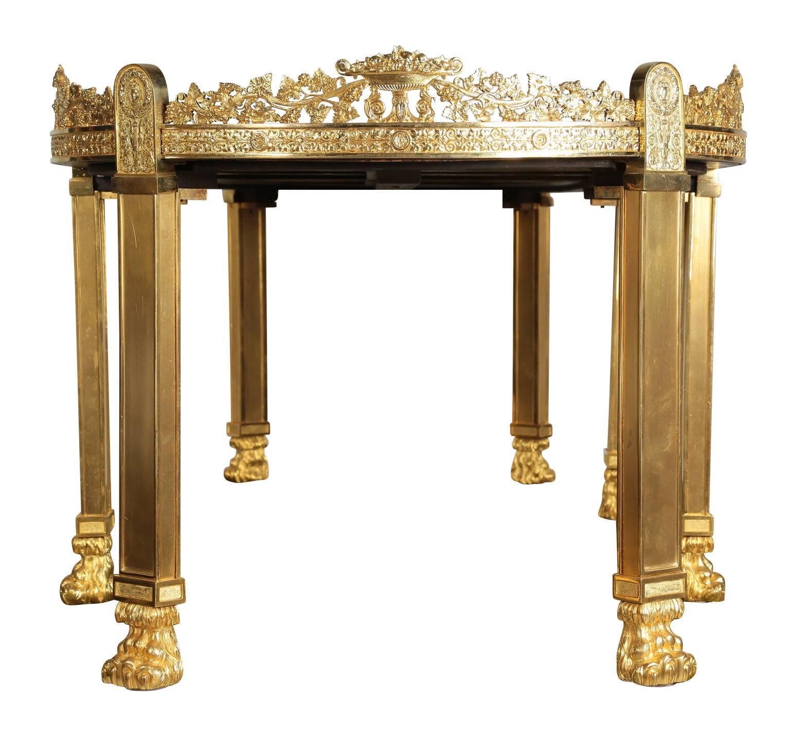 19th Century Large French Empire Style Napoleon III Gilt-Bronze Surtout-de-table Coffee Table For Sale