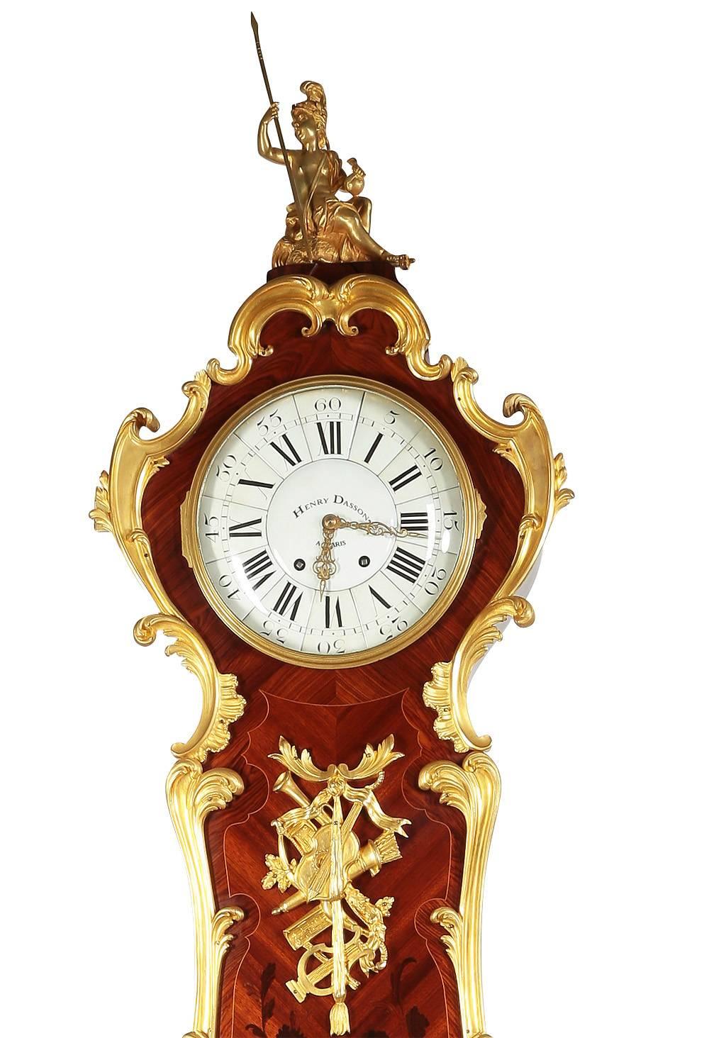 Französisch 19. Jahrhundert Regence-Stil Ormolu & Kingwood Großvater Großes Gehäuse Uhr (Regency) im Angebot