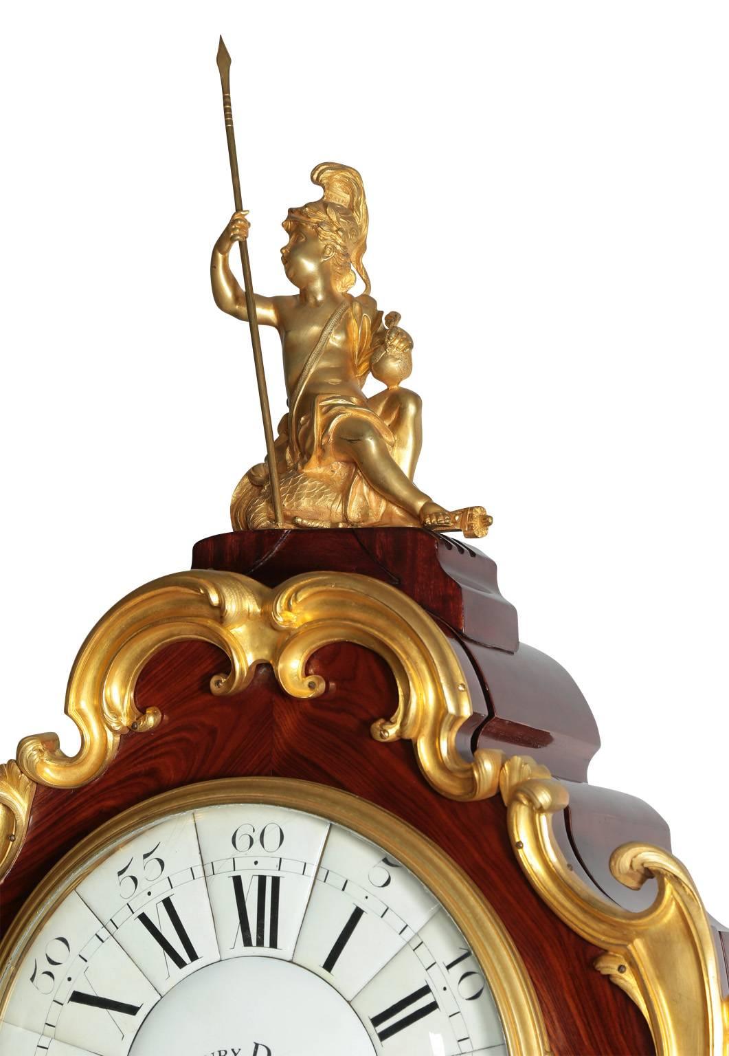 Französisch 19. Jahrhundert Regence-Stil Ormolu & Kingwood Großvater Großes Gehäuse Uhr (Vergoldet) im Angebot