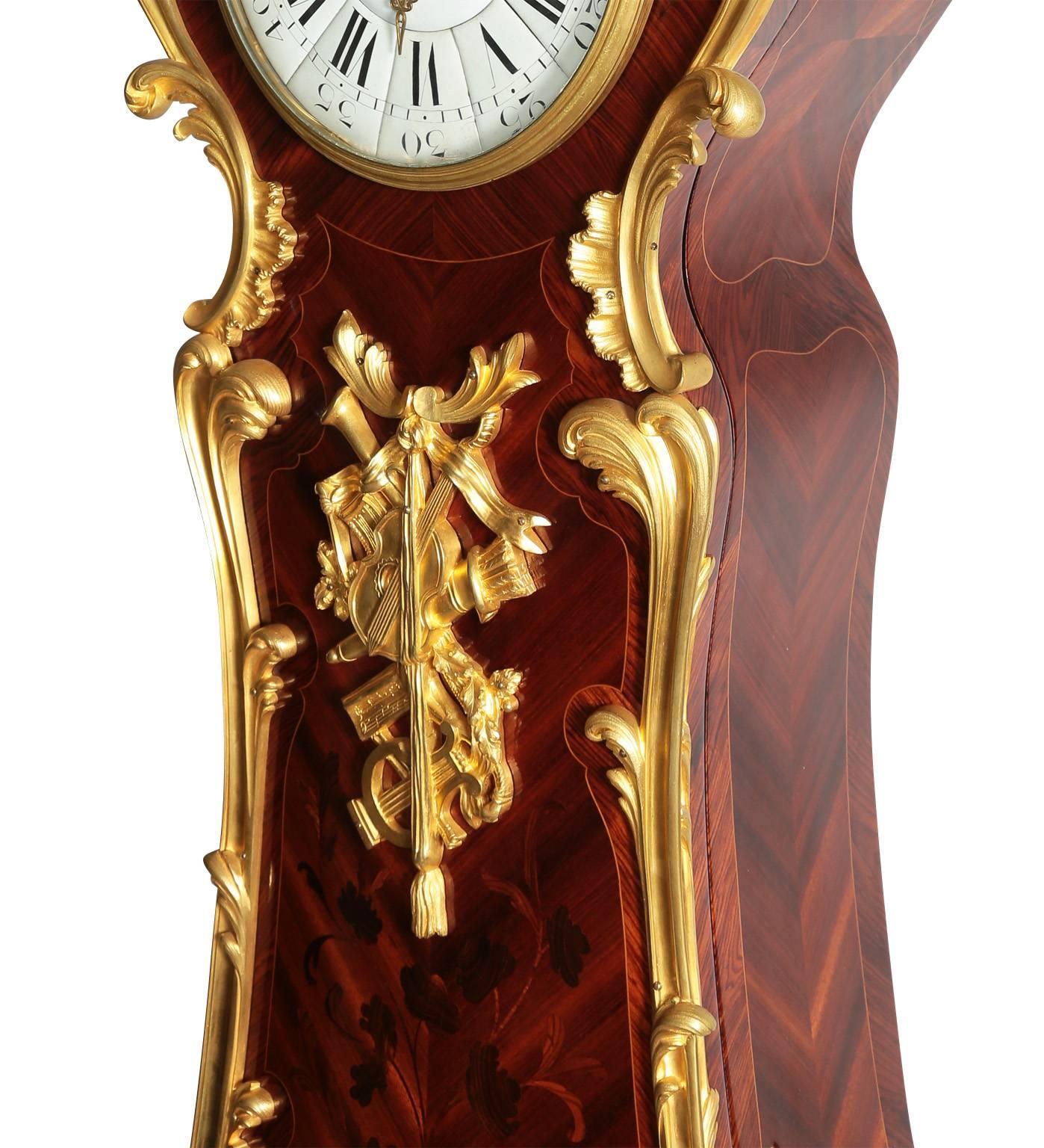 Französisch 19. Jahrhundert Regence-Stil Ormolu & Kingwood Großvater Großes Gehäuse Uhr im Zustand „Gut“ im Angebot in Los Angeles, CA