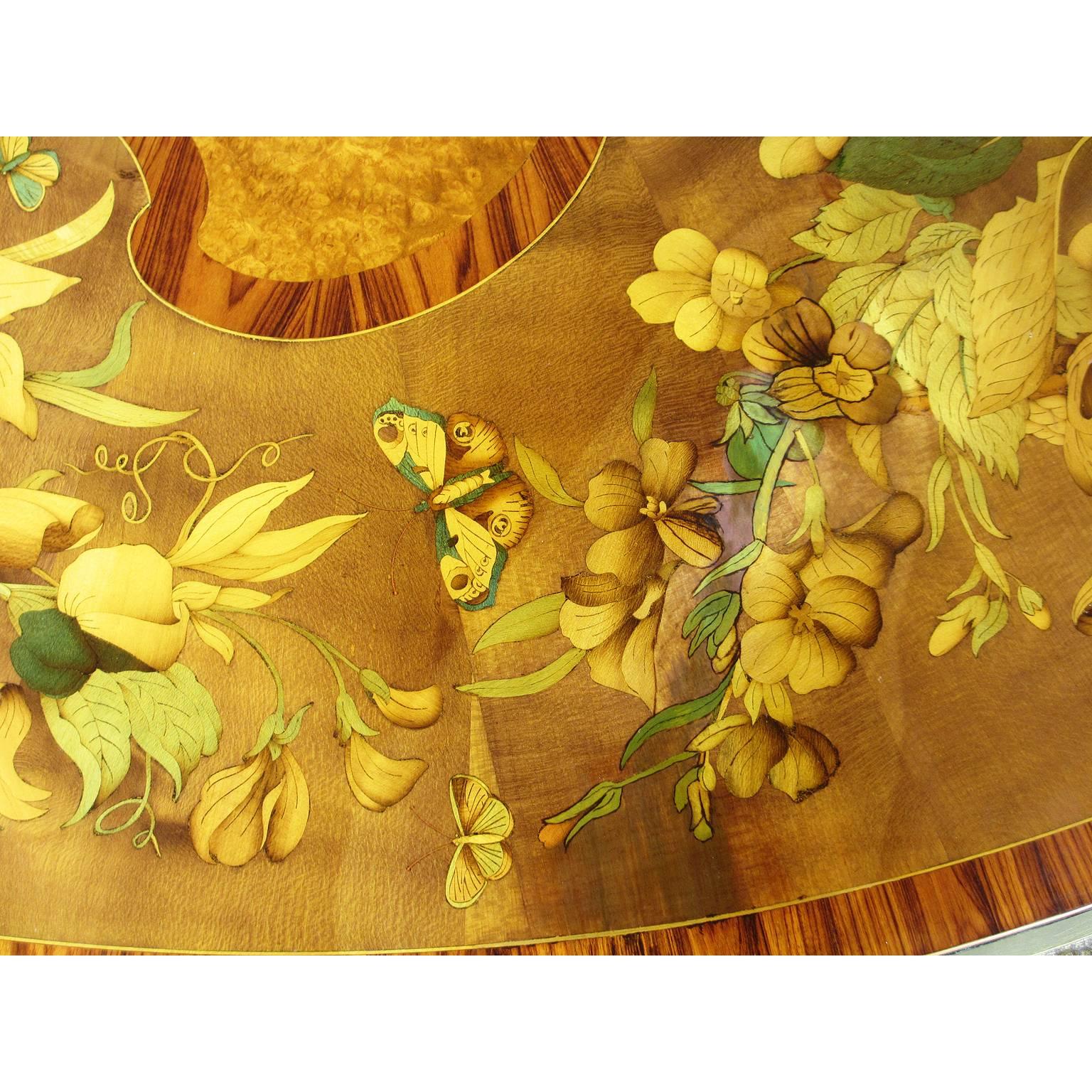 Gilt Victorian Marquetry Tip-Top Center Table Attributed to Edward Holmes Baldock For Sale