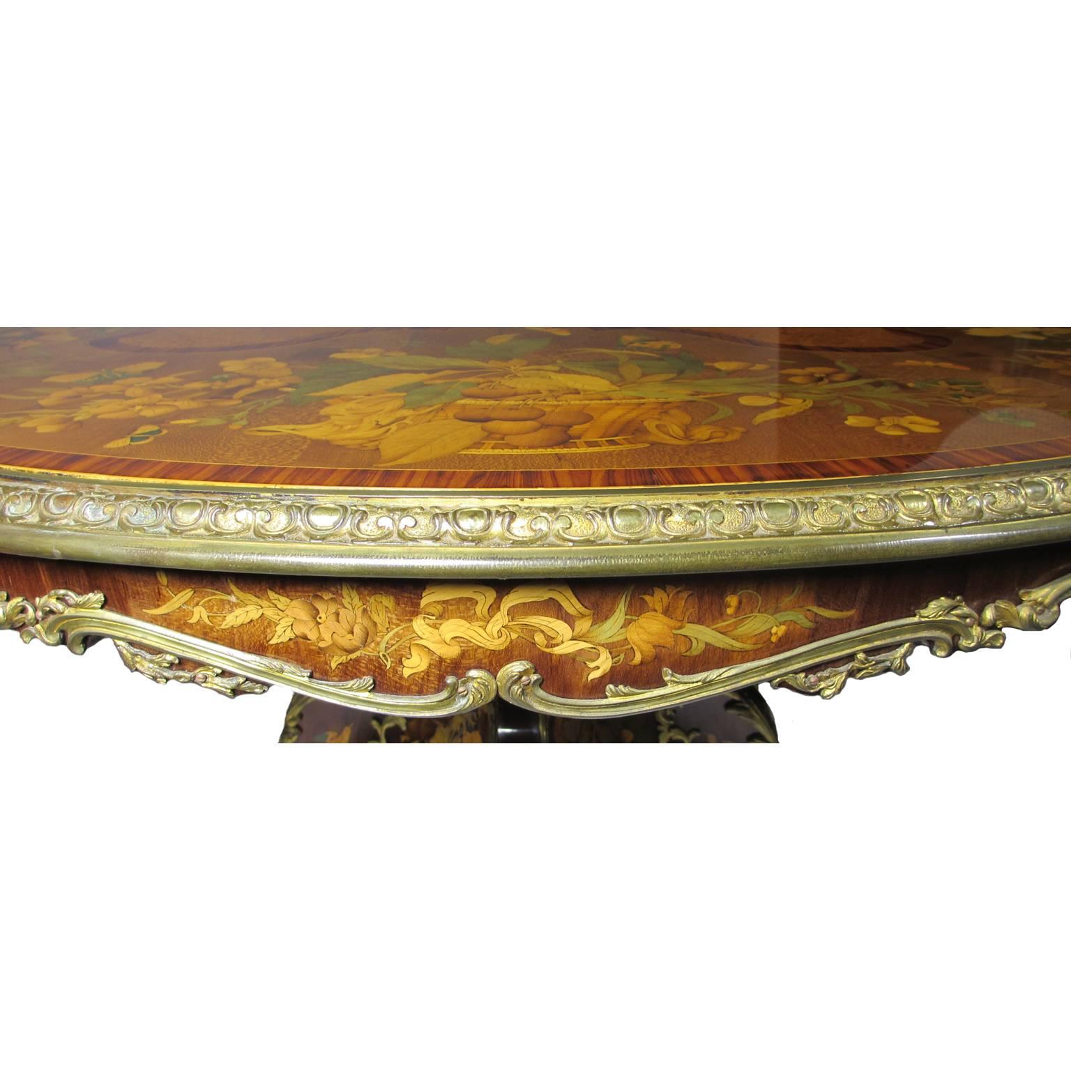 Gilt Victorian Marquetry Tip-Top Center Table Attributed to Edward Holmes Baldock For Sale