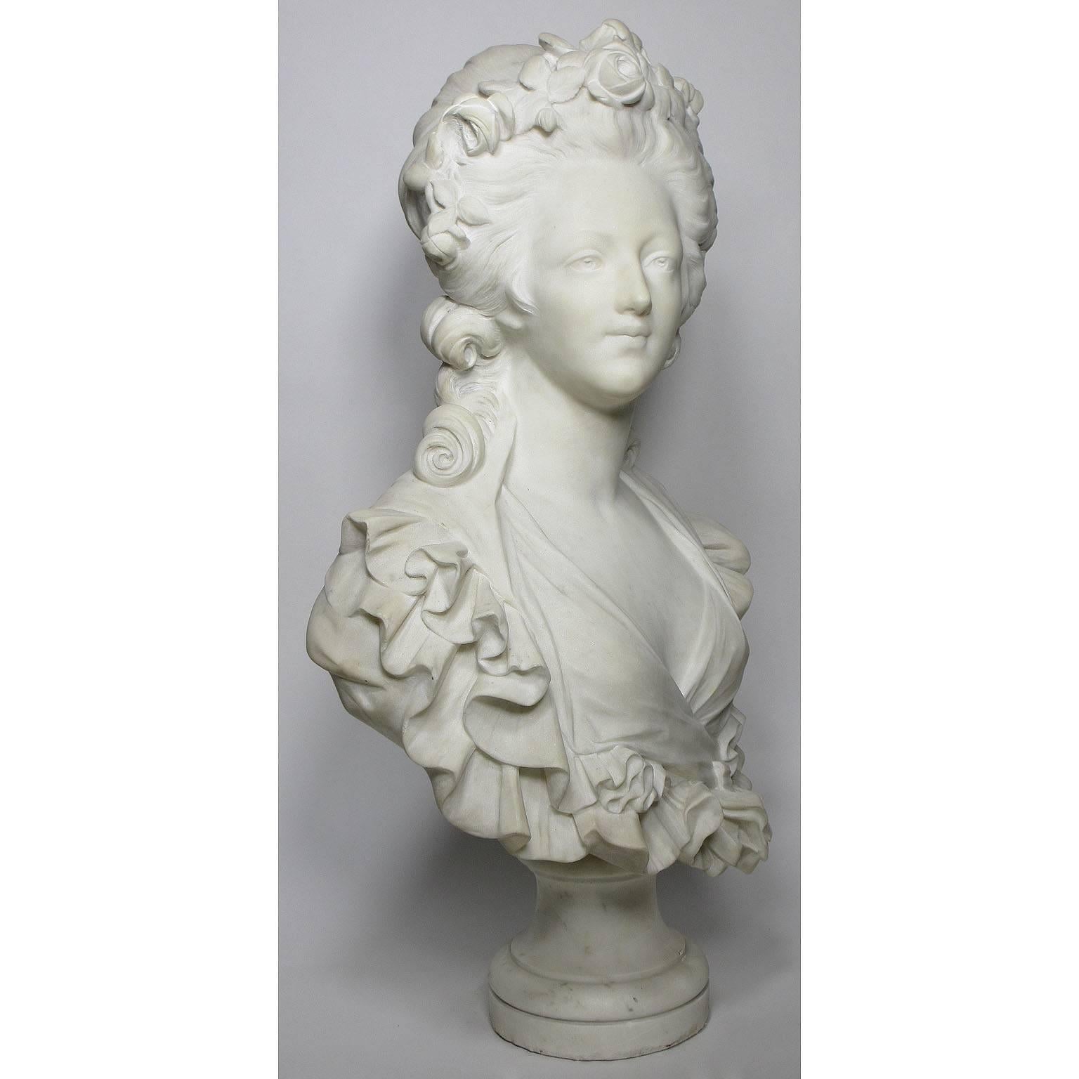 Louis XVI French 19th Century White Marble Bust of 