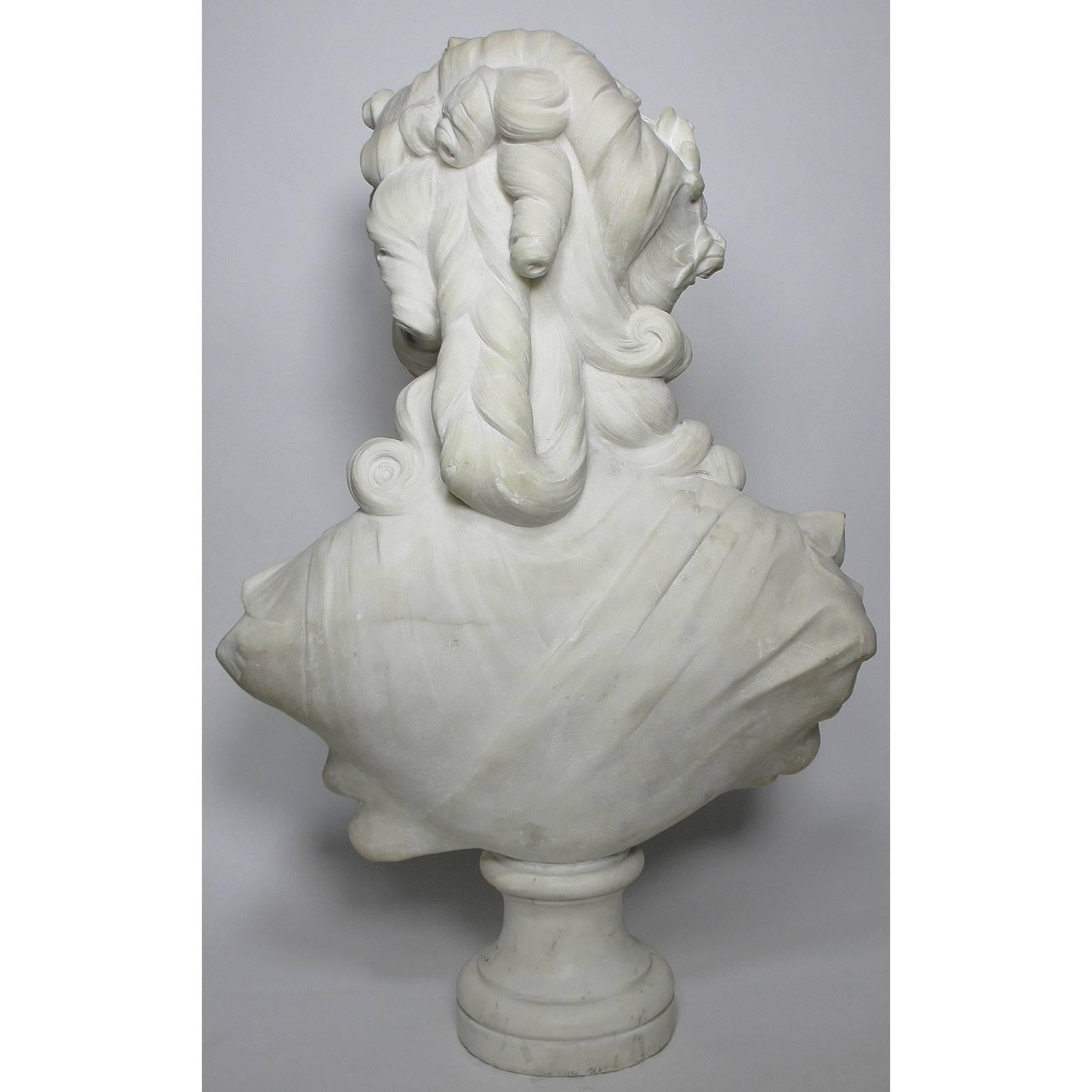 Carved French 19th Century White Marble Bust of 