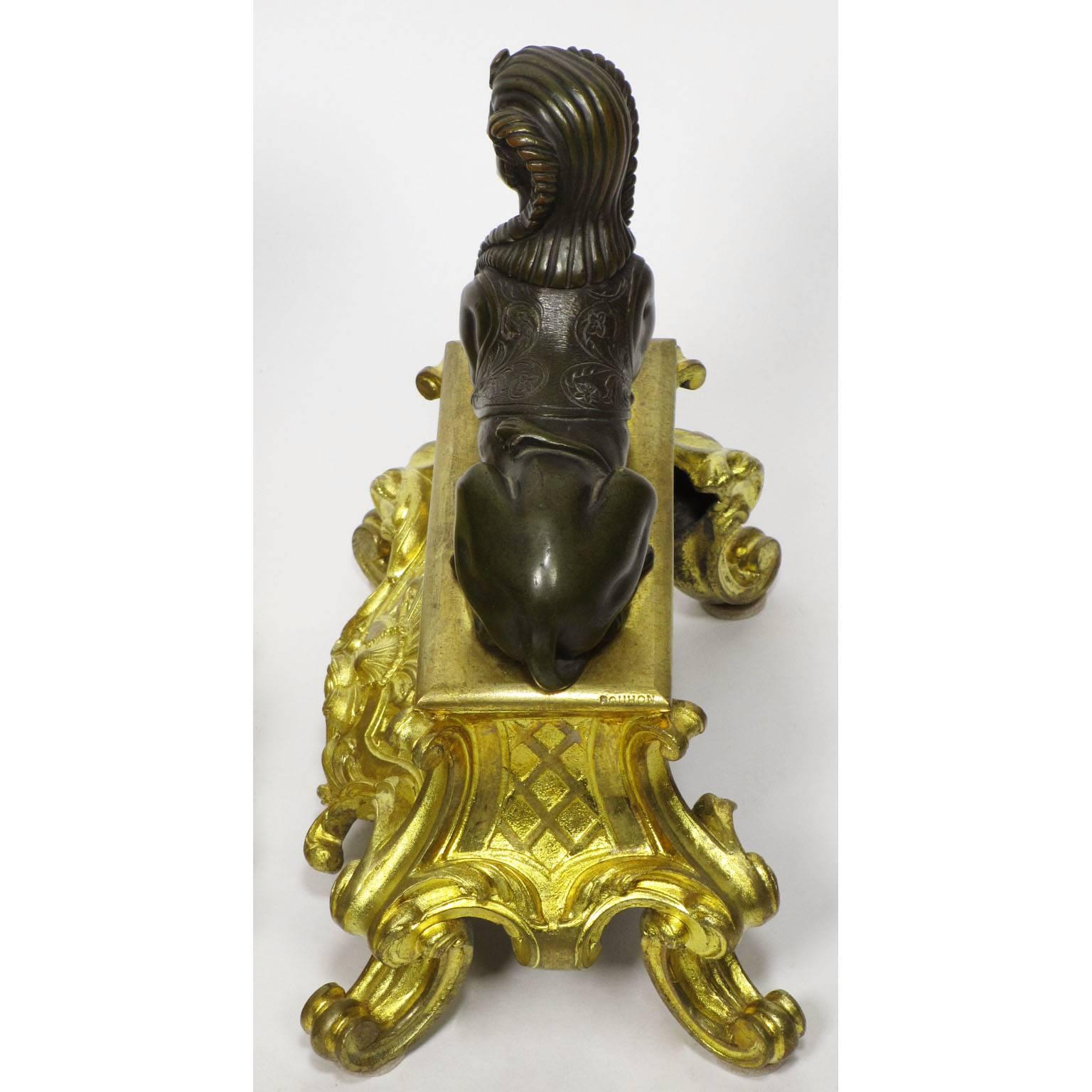 Coppia di chenet figurativi egiziani del XIX secolo di Bouhon Freres in vendita 2