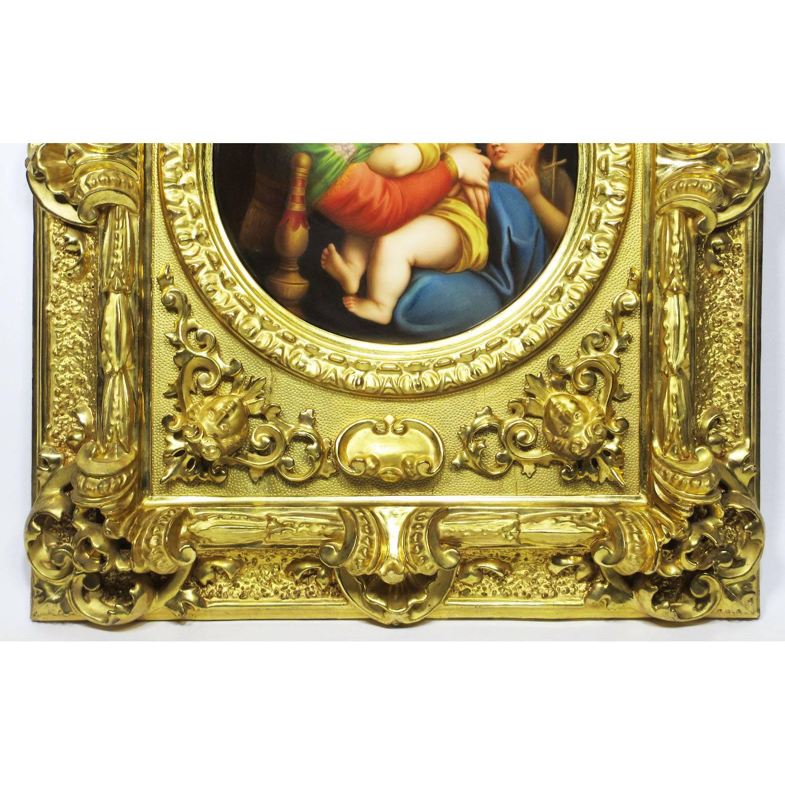 Renaissance Fine 19th Century Porcelain Plaque of La Madonna della Sedia after Raphel Sanzio For Sale
