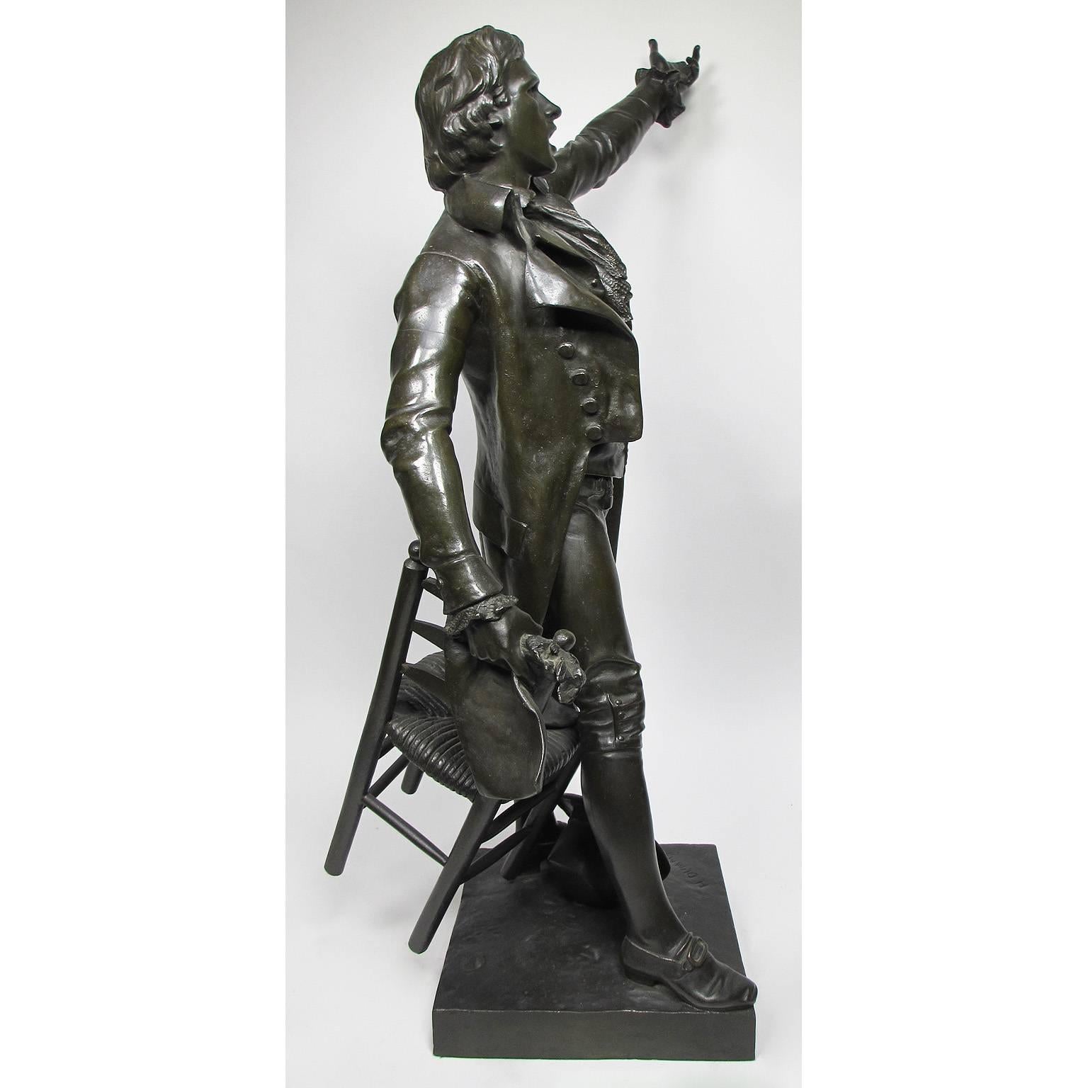 Cast Henry Etienne Dumaige 'French, 1830-1888' Bronze Sculpture of Camille Desmoulins