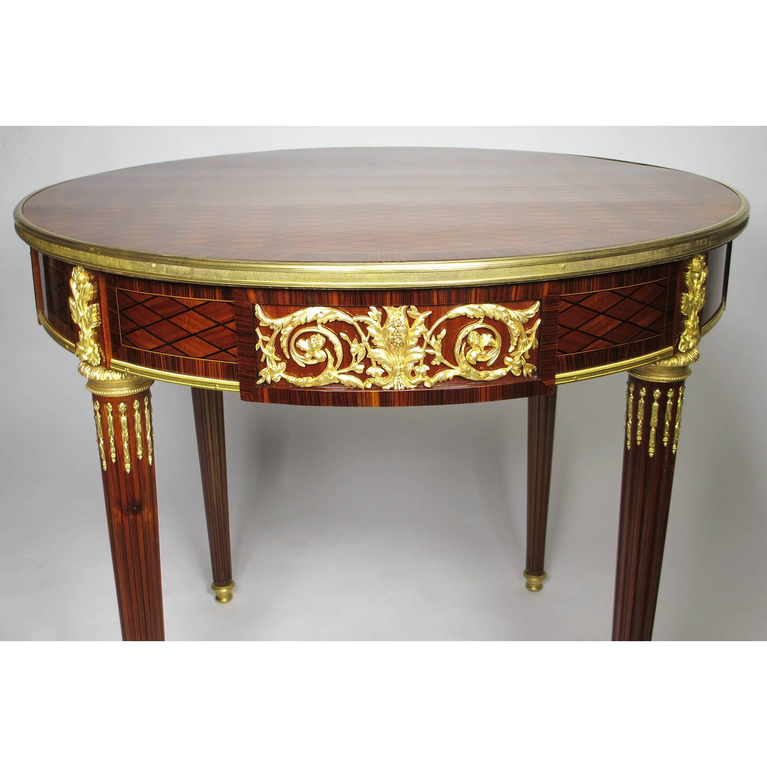 Carved A French 19th-20th Century Louis XVI Style Ormolu-Mounted Guéridon Side Table For Sale