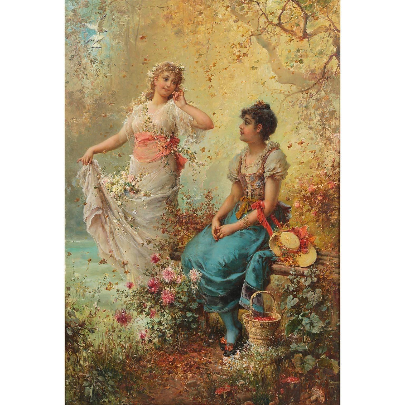 Hans Zatzka (Autrichien, 1859-1945) une superbe huile sur panneau intitulée 