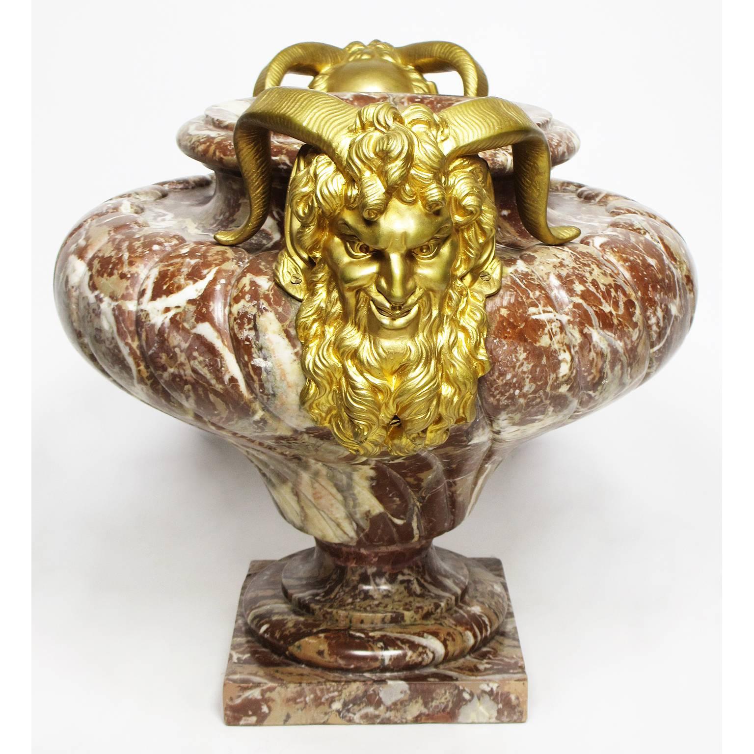 French 19th Century Louis XV Style Marble and Gilt-Bronze Mounted Planter-Urn In Good Condition In Los Angeles, CA